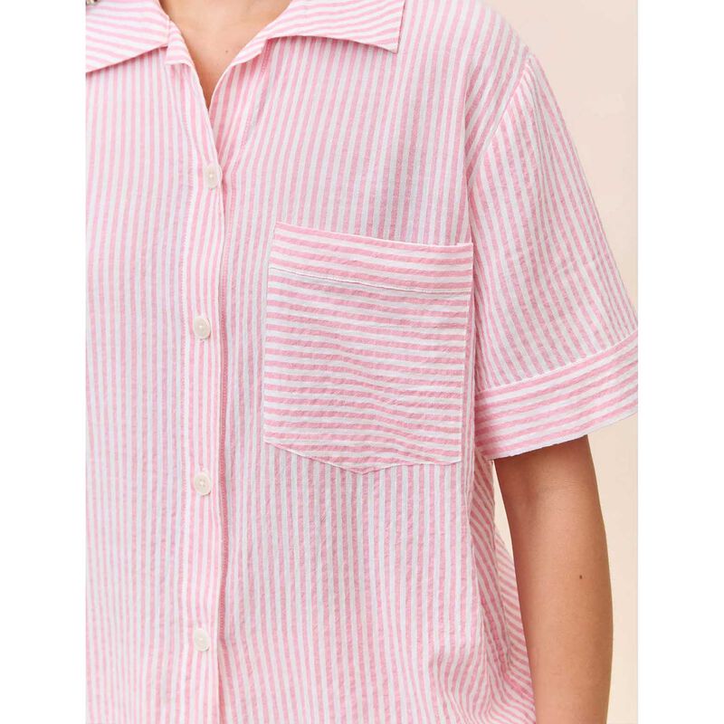 Papinelle Sabine Seersucker Stripe Boxer PJ & Bow Scrunchie image number 2